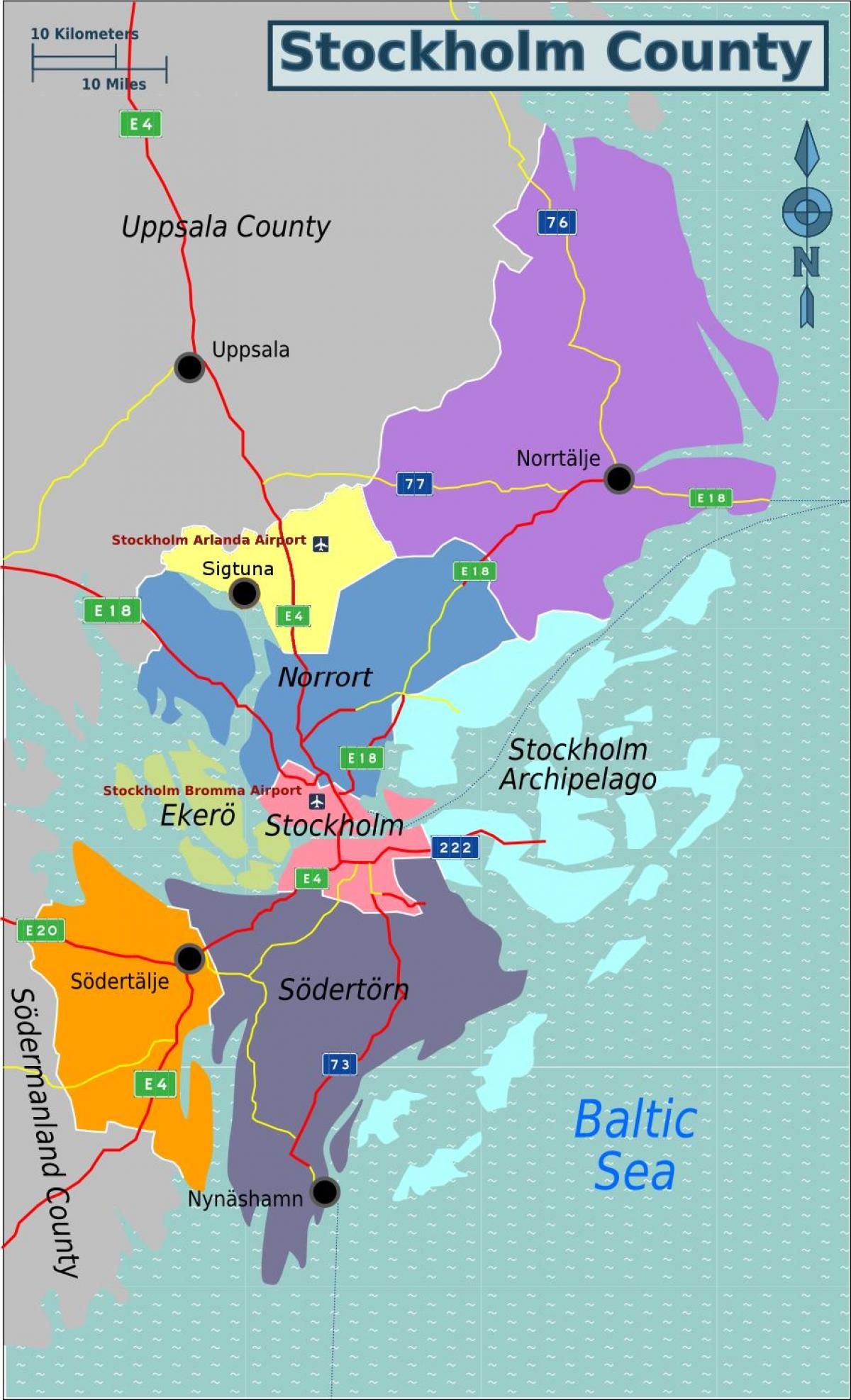 mapa de Estocolmo suburbios