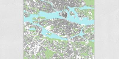Mapa de Estocolmo mapa de impresión