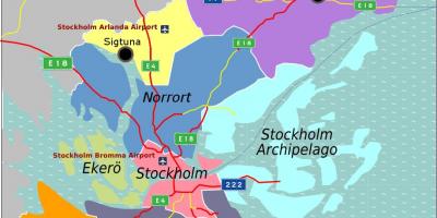 Mapa de Estocolmo, Suecia área