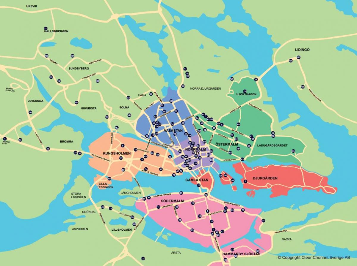 mapa da cidade en bicicleta mapa de Estocolmo