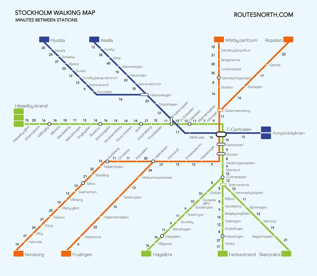 mapa de Estocolmo camiñando