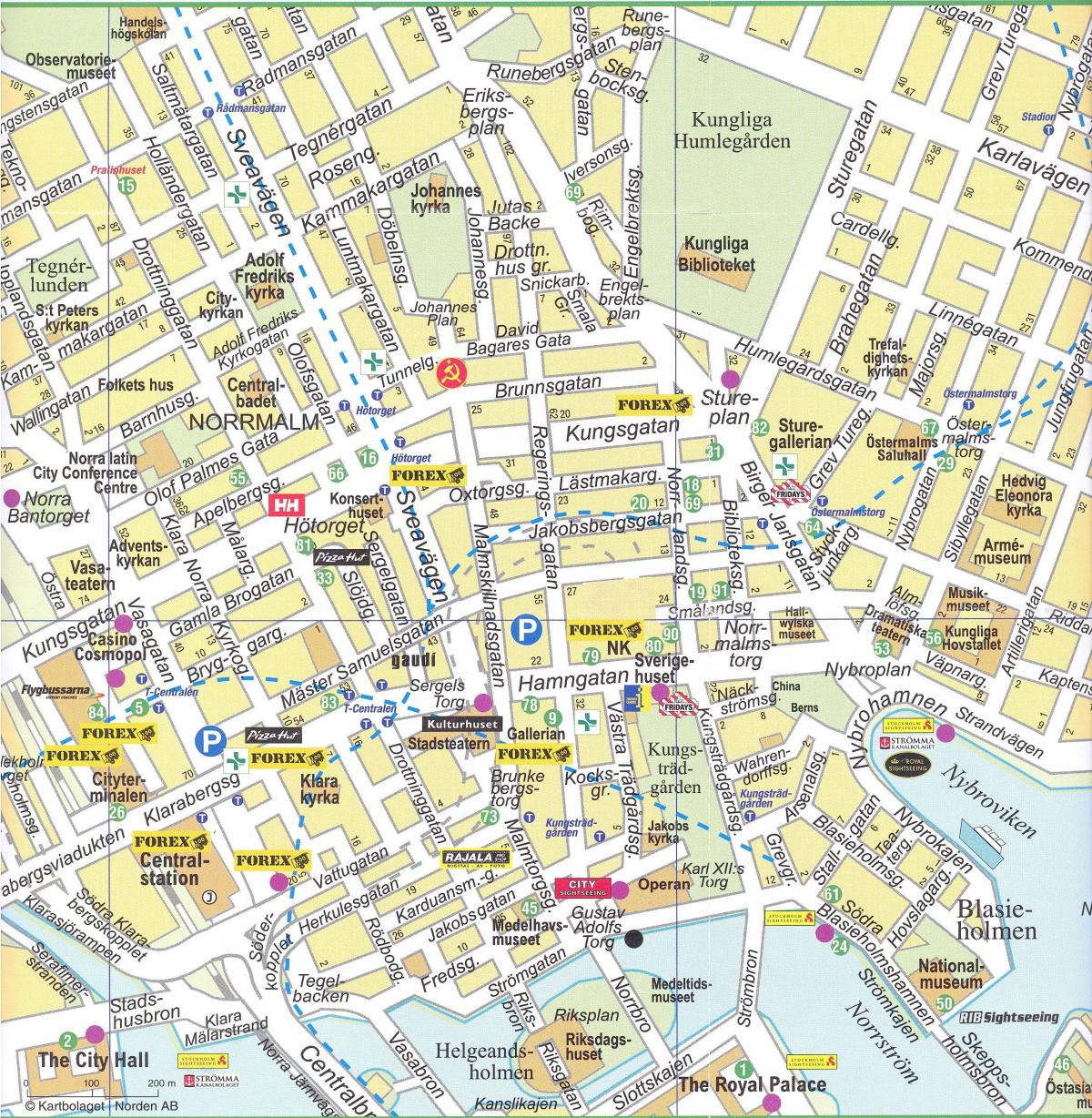 mapa do centro de Estocolmo