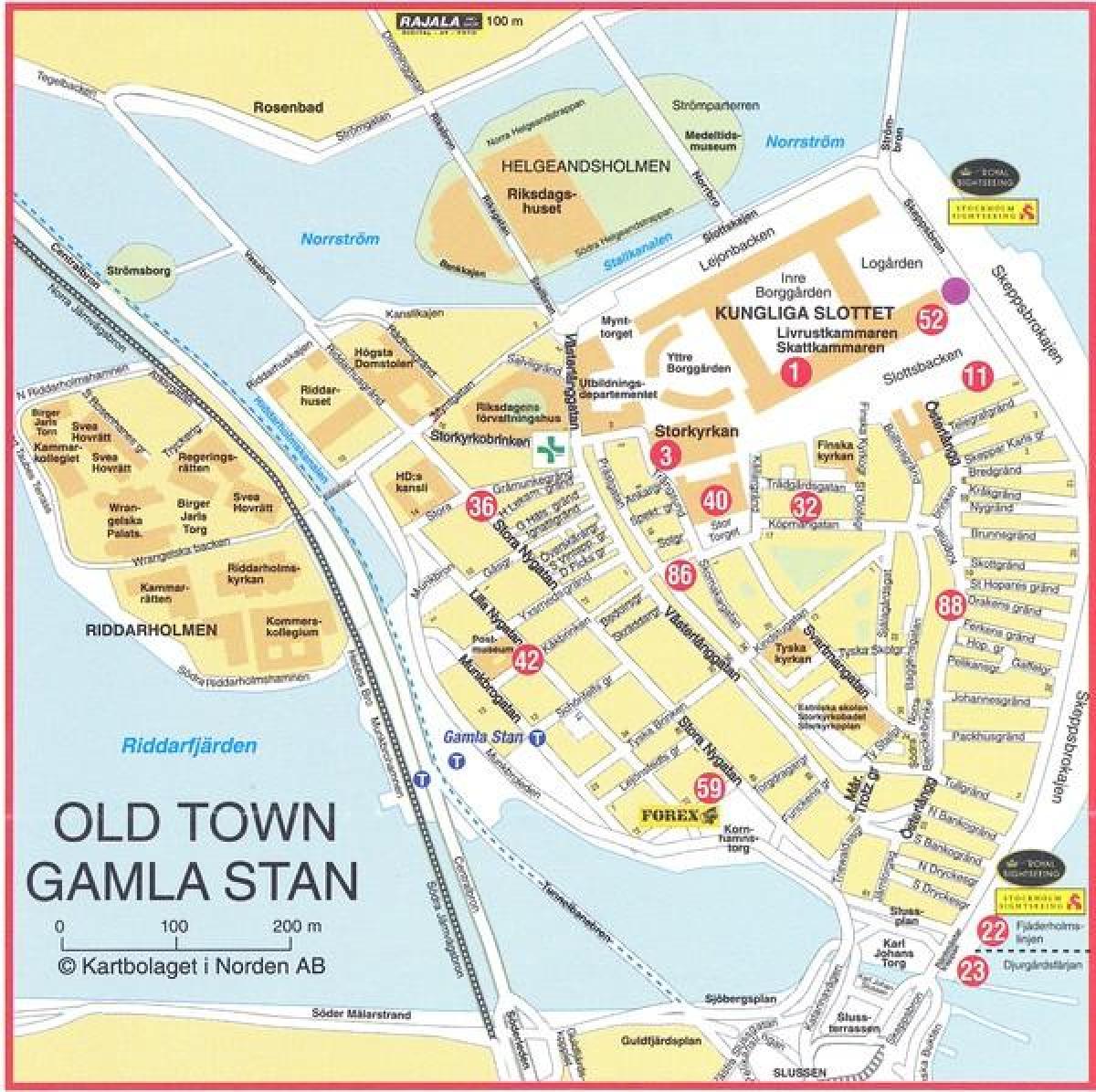 mapa da cidade vella de Estocolmo, Suecia