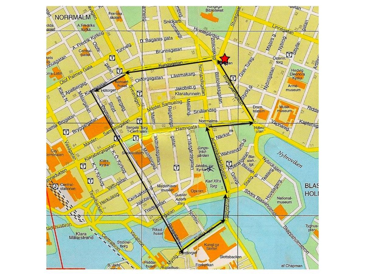 paseo a pé Estocolmo mapa
