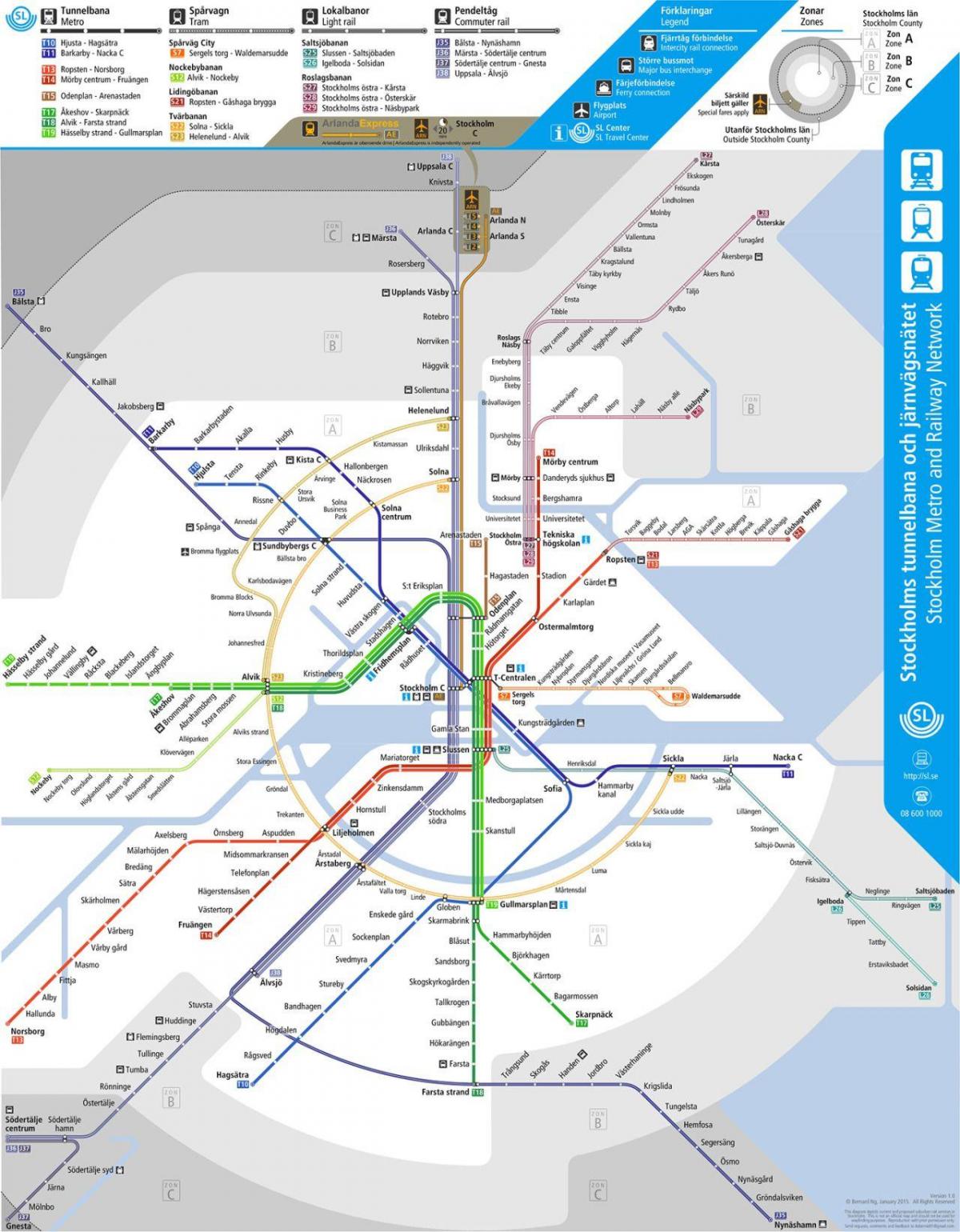 transporte público mapa de Estocolmo