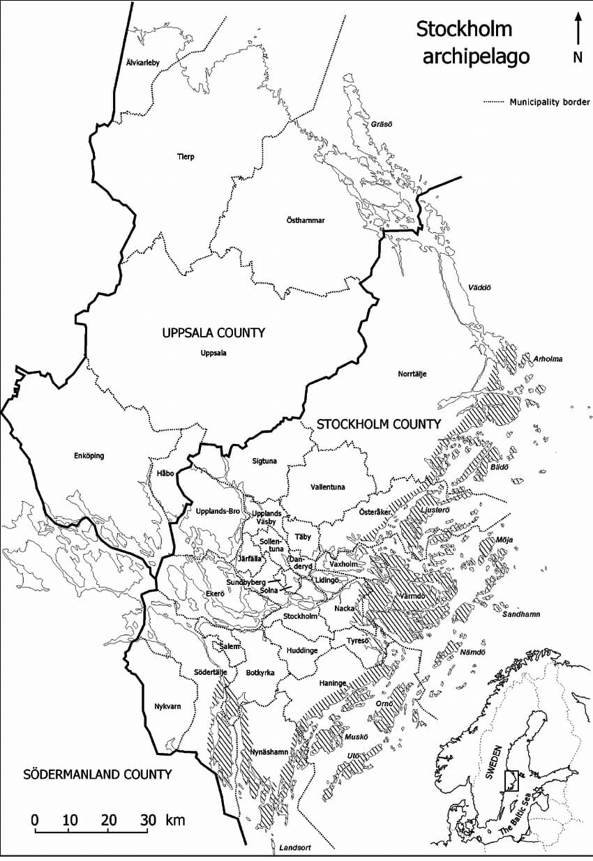 mapa do arquipélago de Estocolmo