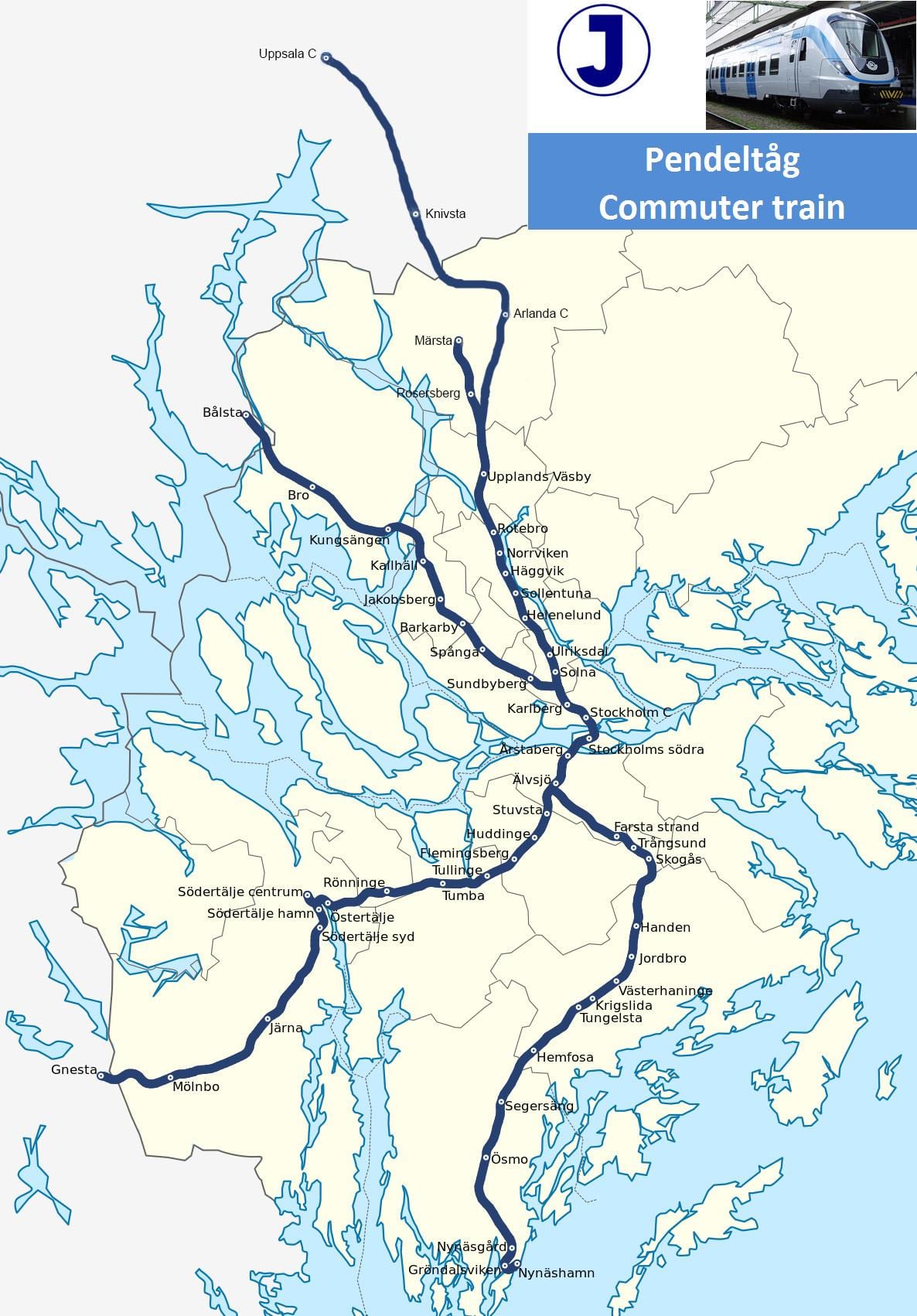 Estocolmo pendeltåg mapa