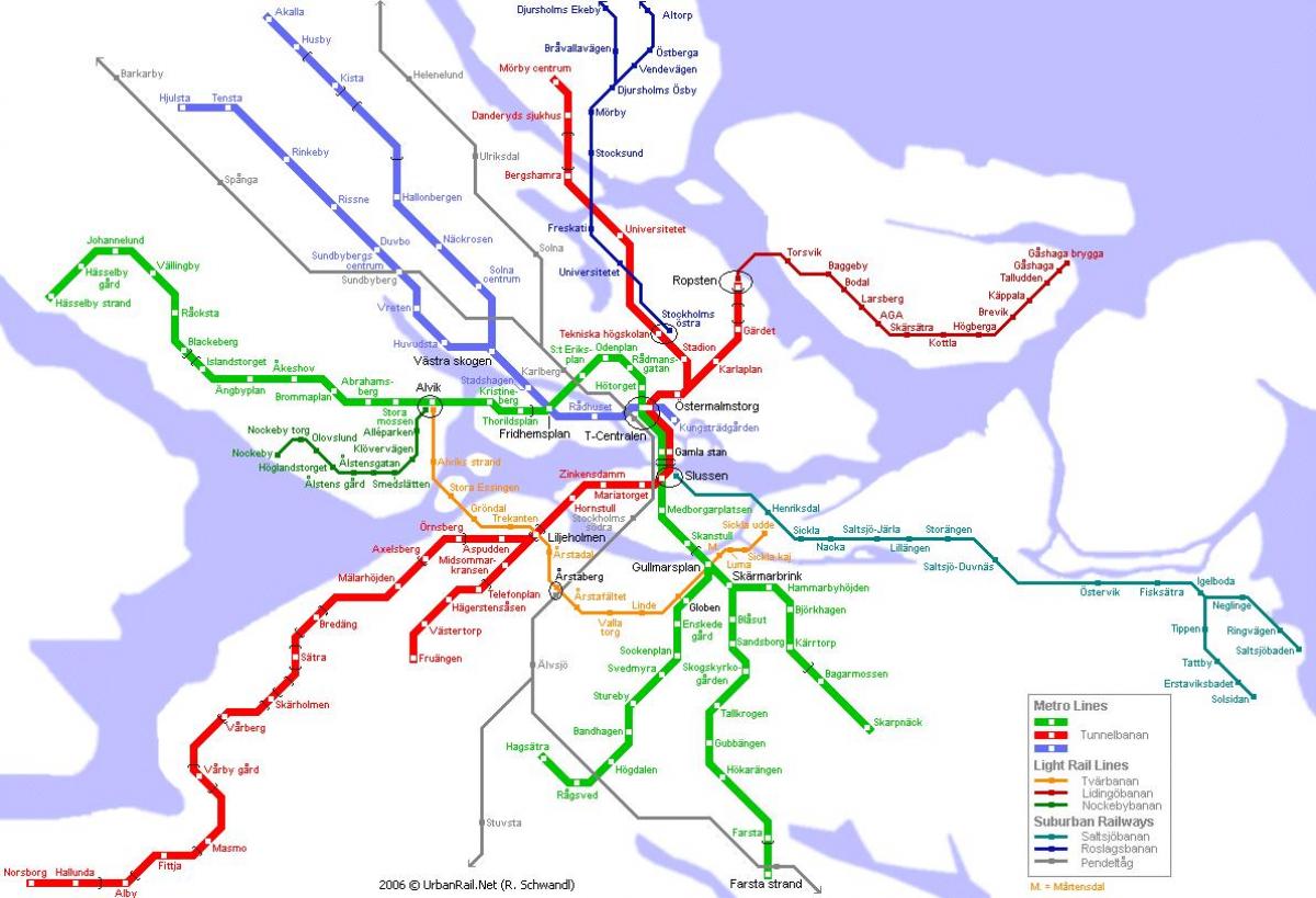 mapa metro de Estocolmo, Suecia