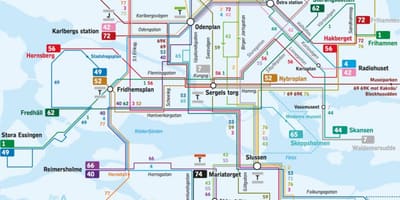 Estocolmo liñas de autobuses mapa