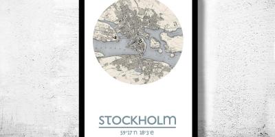 Mapa de Estocolmo mapa cartel
